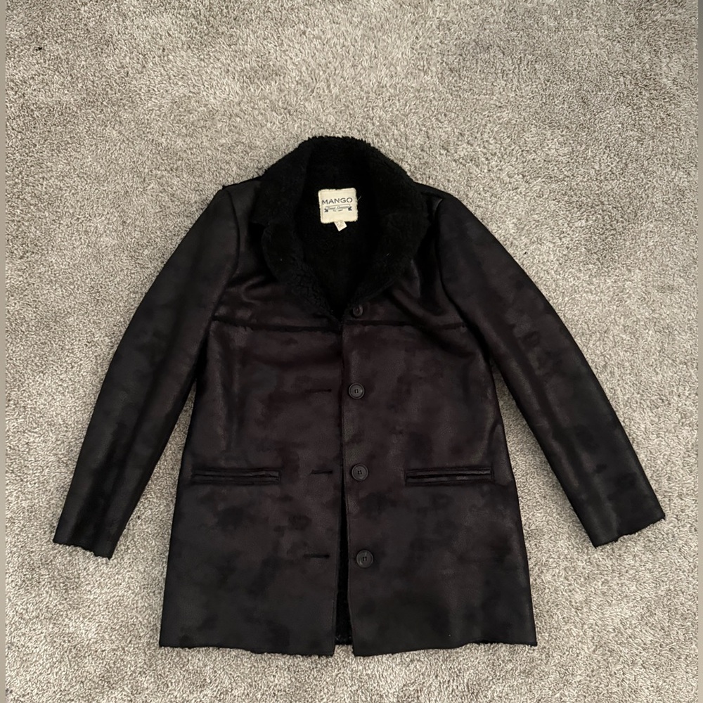 New Mango Black Sherpa Collar Jacket
